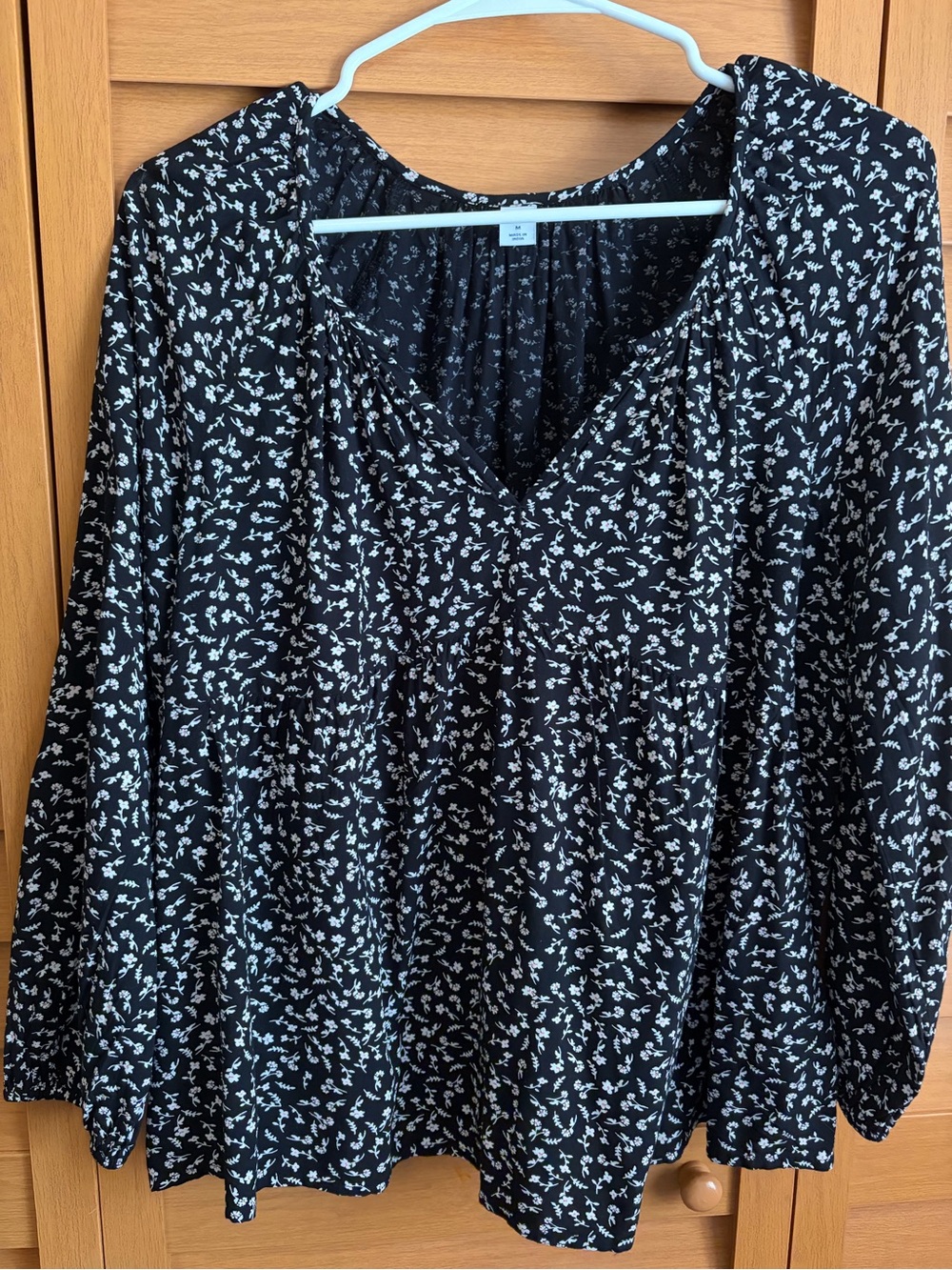 Old Navy Black Floral V-Neck Blouse